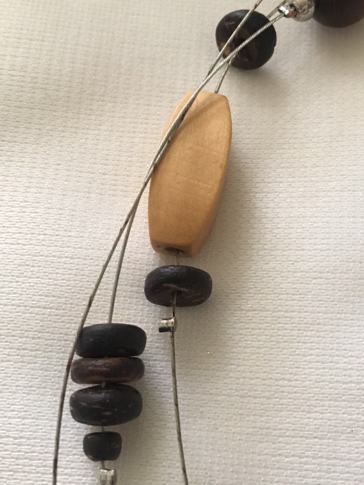 Earthy Minimalist Wood on Wire Necklace Lobster Clasp Unsigned 20”