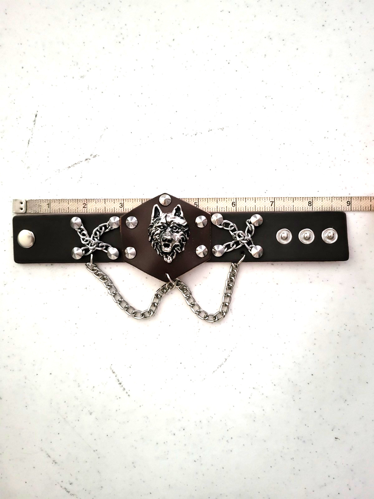 Wolf alloy unisex black bracelet BROWN