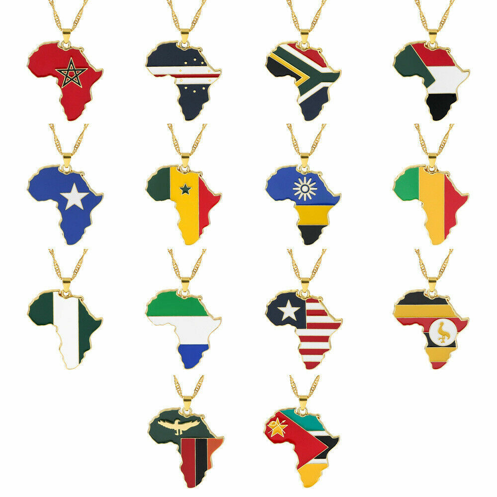 Africa Map Pendant Necklace Jewelry Ghana Nigeria Congo Sudan Somalia Uganda