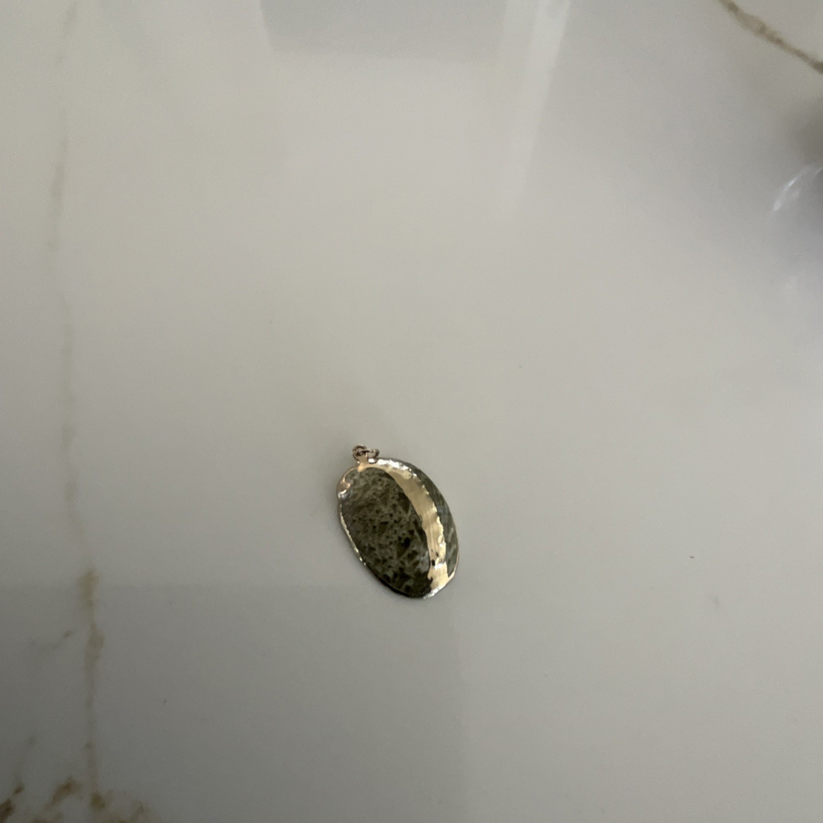 Oval Green Shell Bezel Pendant Charm Drop,