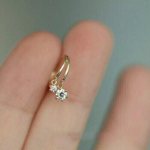 2Ct Round Cut Simulated Diamond Elegant Tiny Stud Earring 14k Yellow Gold Plated