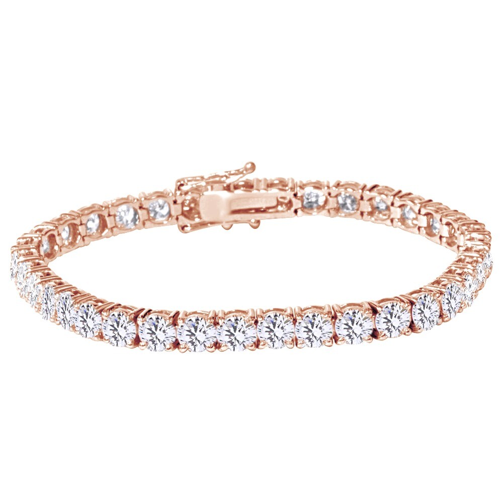 Tennis Bracelet For Womens 7″ Round Cut Simulated Diamond 14K Rose Gold Plated