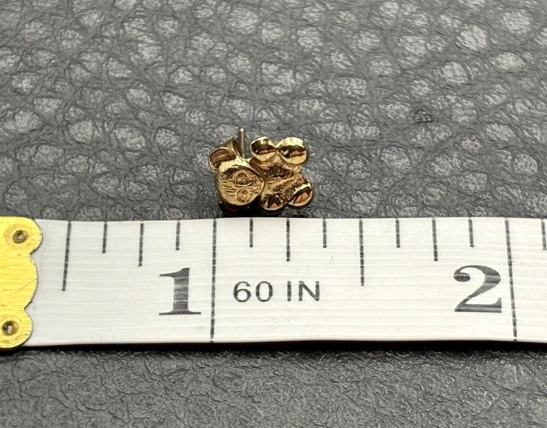 Vintage Gold Filled Teddy Bear Stud Earrings Butterfly Closure Cute