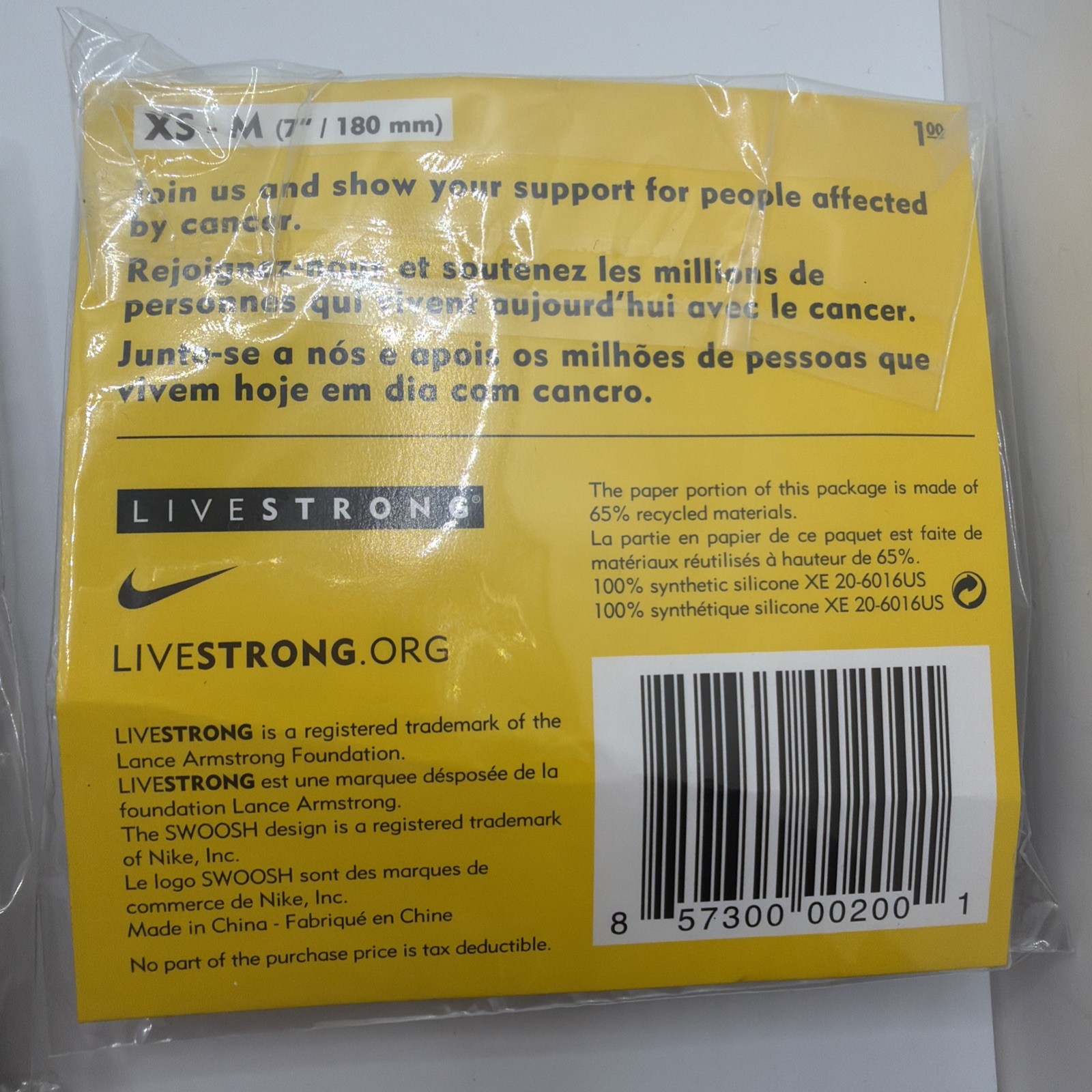 LIVESTRONG Wrist Bracelets – Lot Of 8 – Nike Lance Armstrong – 2 Large & 6 XS