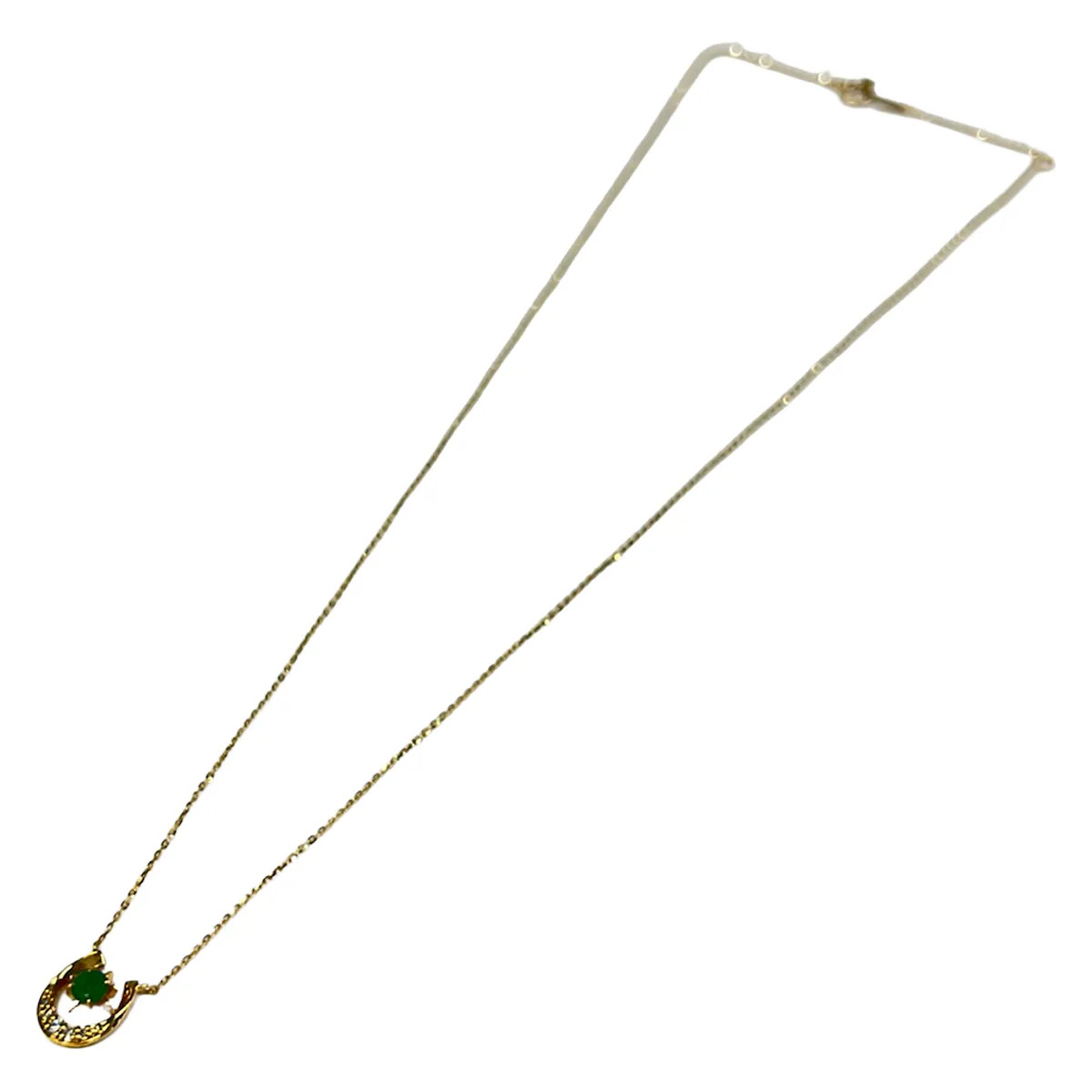 STAR JEWELRY 18K Yellow Gold Green Diamond Emerald Necklace