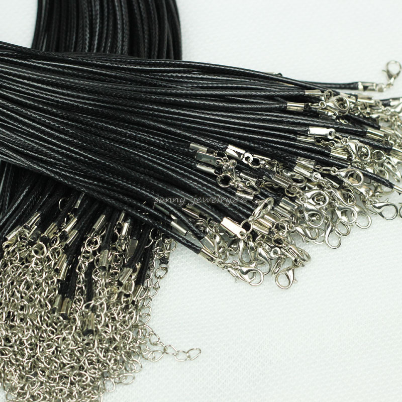 10/20/50pcs Black Waxed Cotton Necklace Cords 1.5mm/2mm 18″ For Pendant Necklace