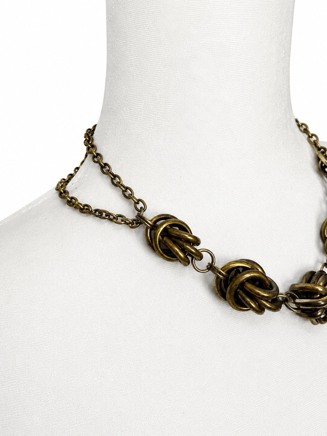 Bronze Tone Vintage? Infinity Unique Statement Necklace 18-20.5 Inches