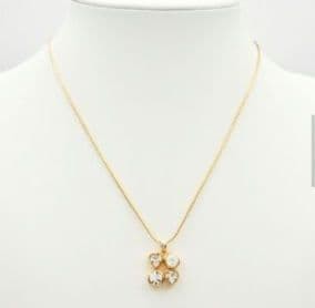 Yves Saint Laurent Necklace Crystal Rhinestone Gold Logo Plate Length: 17.3 in.