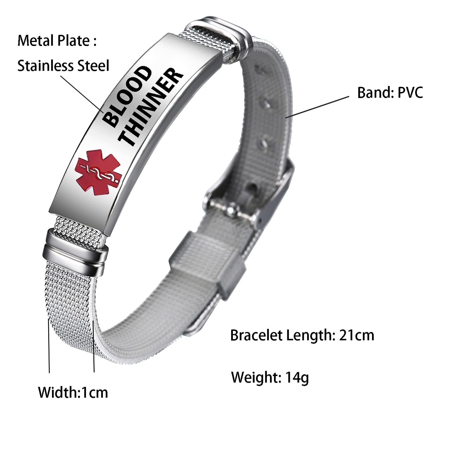 Red Medical Alert ID Emergency Bracelet for Women Men’s First Aid Seniors Health