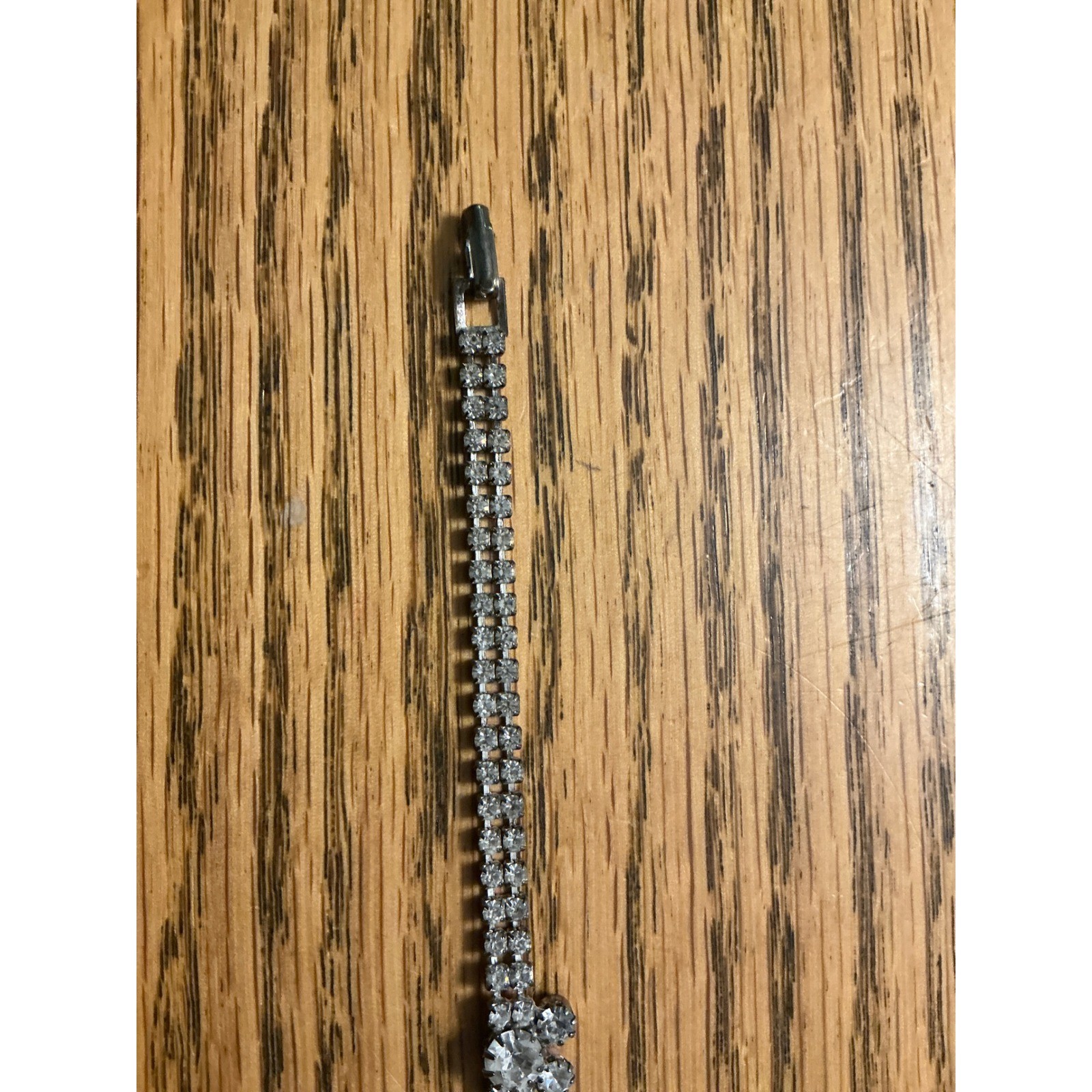 Vintage Mickey Mouse Rhinestone Tennis Bracelet Silver Tone Double Row 6.5 Inch
