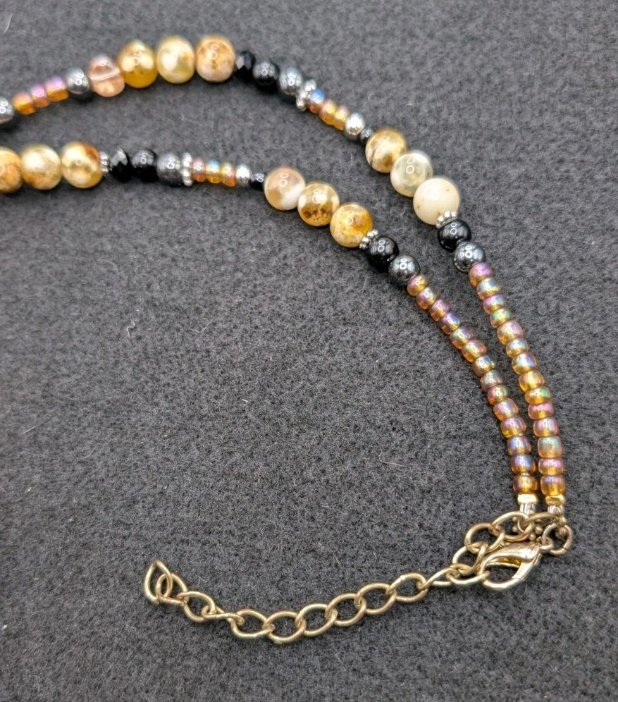 Women’s Stylish Artisan Boho Mixed Beaded Necklace 25-28″ Long 💛🧡🤍🤎