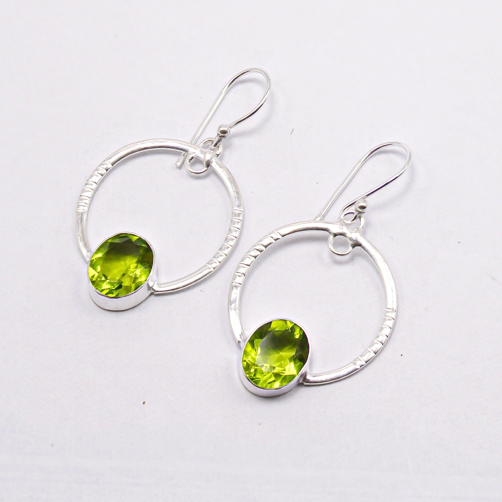 Peridot Gemstone 925 Sterling Silver Jewelry Handmade Earring For Women 1.37″