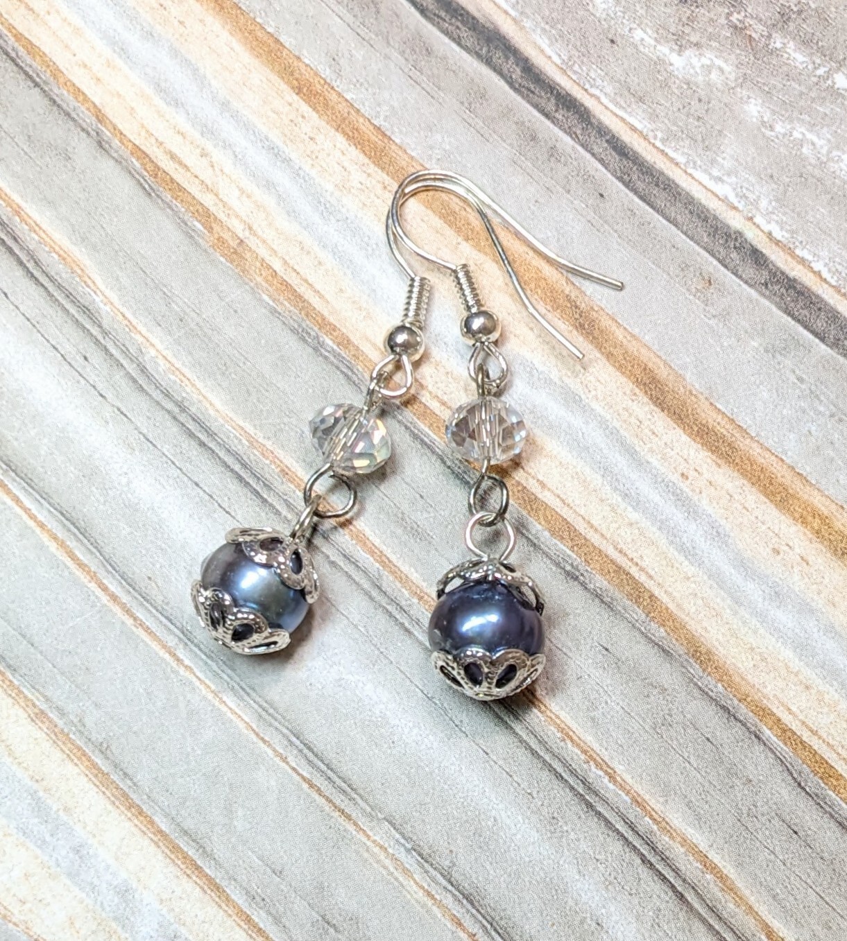 Freshwater Pearl Earrings Dangle 6 pairs White Pink Gray Elegant Everyday Wear
