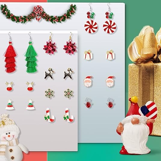 23 Pairs Christmas Earrings for Women Xmas Holiday Dangle Earrings Christmas