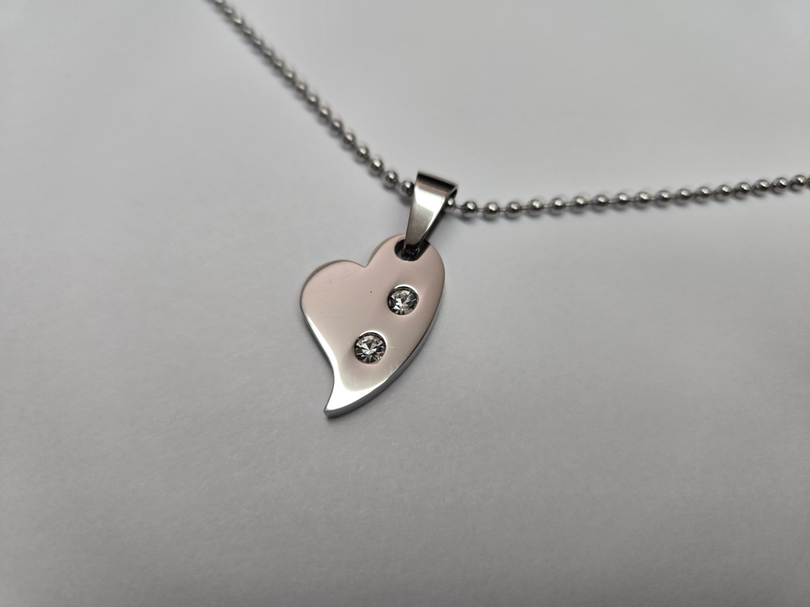 Stainless Steel Fancy Heart Pendant 7/8 inch with 30 inch Bead Chain Necklace