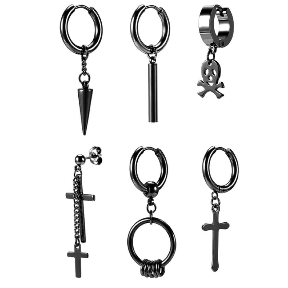 18g/20g Stainless Steel Hoop Earrings Gothic Punk Cross Earring for Women Men