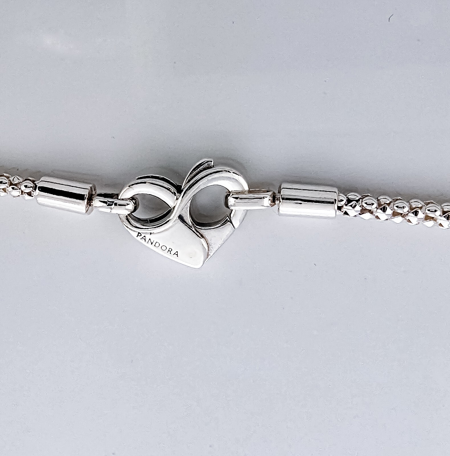 NEW 100% Authentic PANDORA 925 Silver Heart Studded Chain Necklace 392451C00