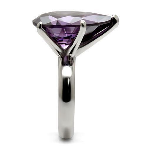 TK045 – High polished (no plating) Stainless Steel Ring with AAA Grade CZ in