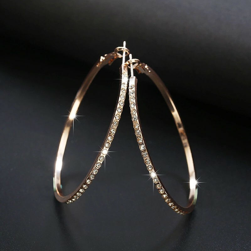 New Earrings Women Fashion Trendy Big Round Hoop Earrings Circle Elegant Simple