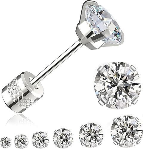 Threadless Flat Back Cubic Zirconia Stud Earrings for Cartilage Helix Tragus