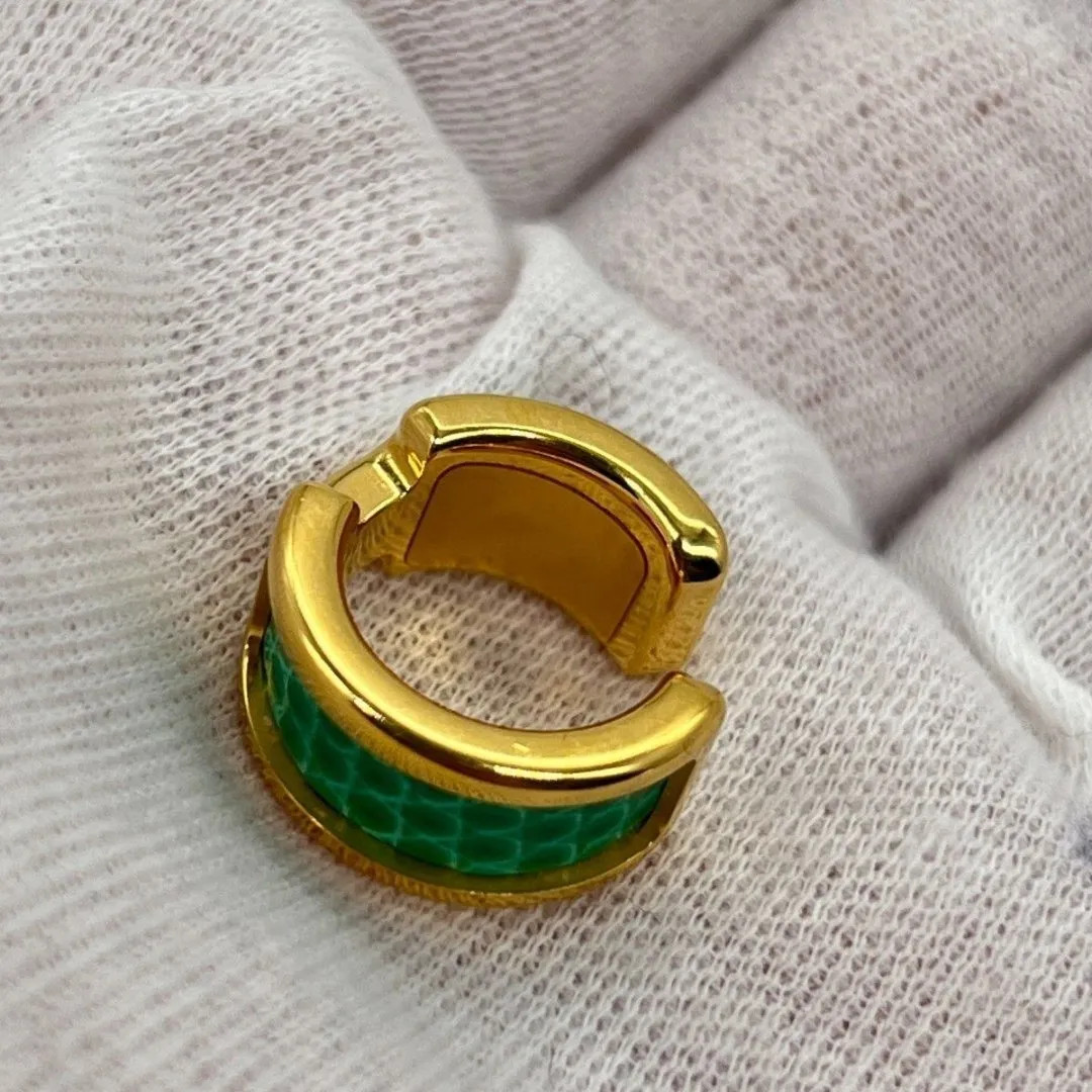 HERMES Olympe Ear Cuff Gold x Green GP with Box