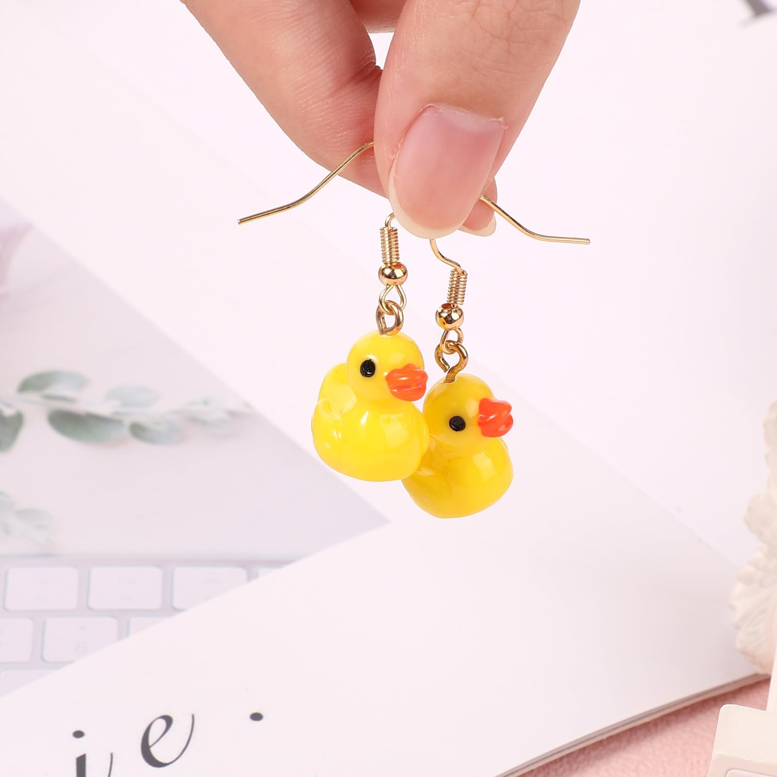 Yellow Duck Earrings, Cute Duckie Earrings Acrylic Dangle Drop Earrings Perso…
