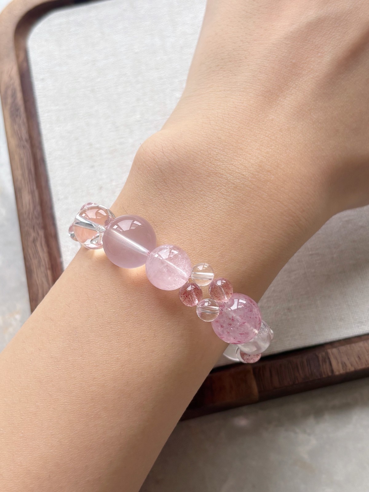 AAA Natural Strawberry Quartz Crystal Beads Stretch Bracelet 6-12mm Healing