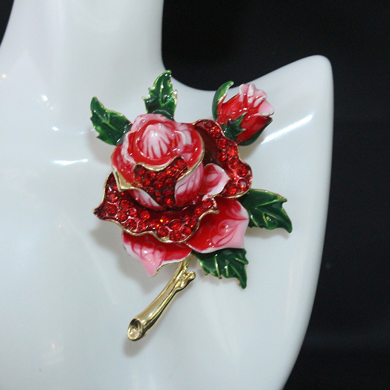 fashion rose brooch colored glaze dripping oil brooch clothing high-end broch