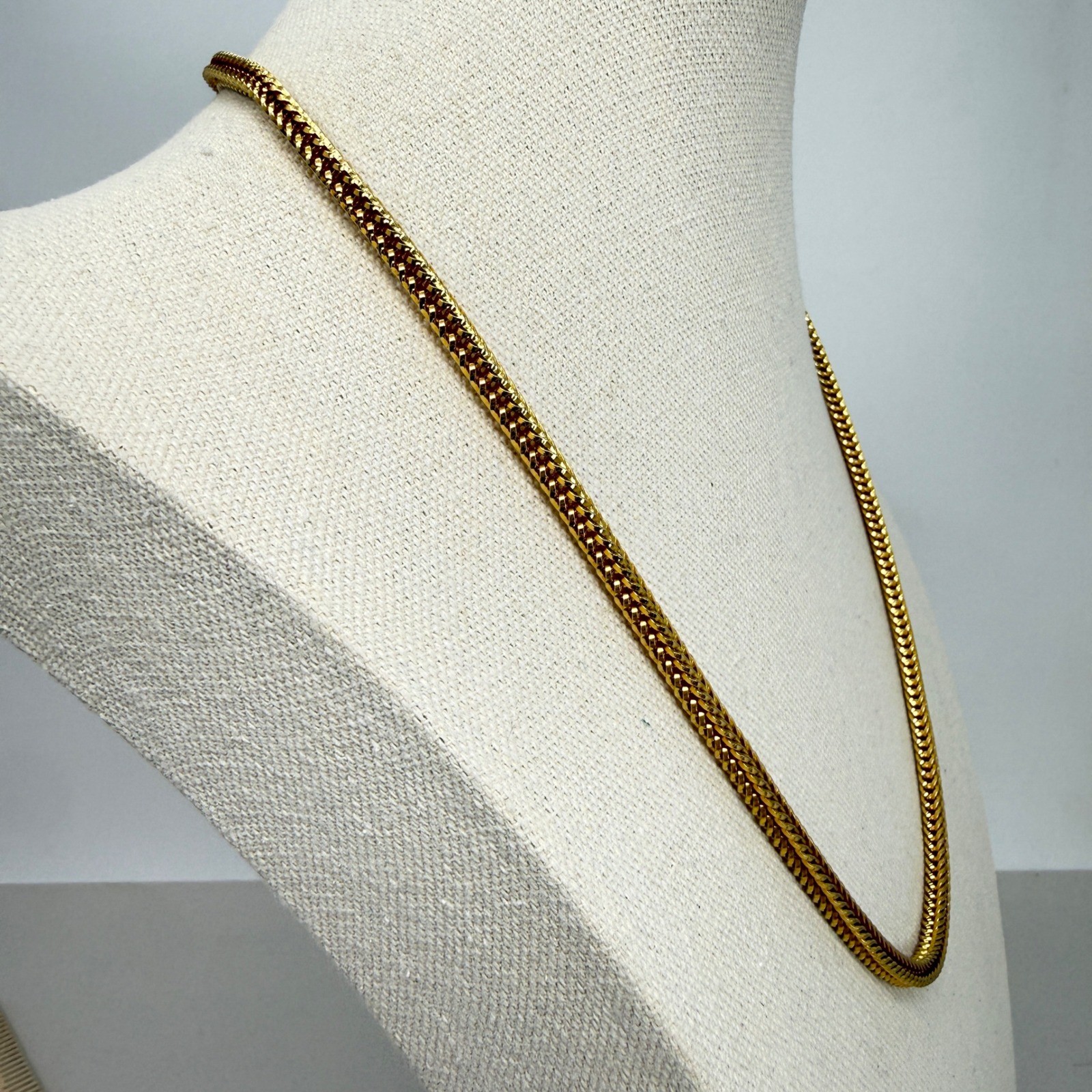 Wheat Franco Link Chain Necklace with Barrel Clasp Gold Tone Classic Chunky