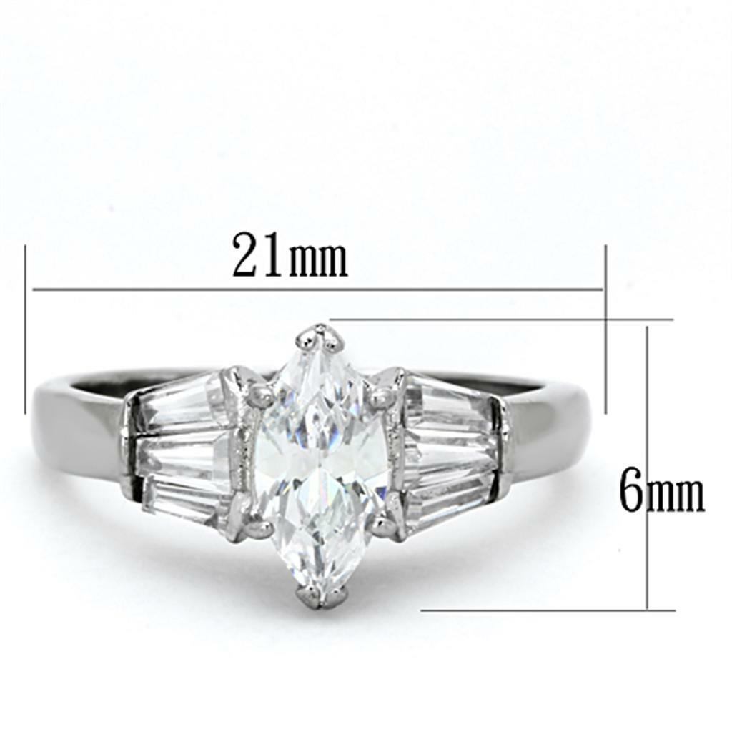 TK1220 – High polished (no plating) Stainless Steel Ring with AAA Grade CZ in