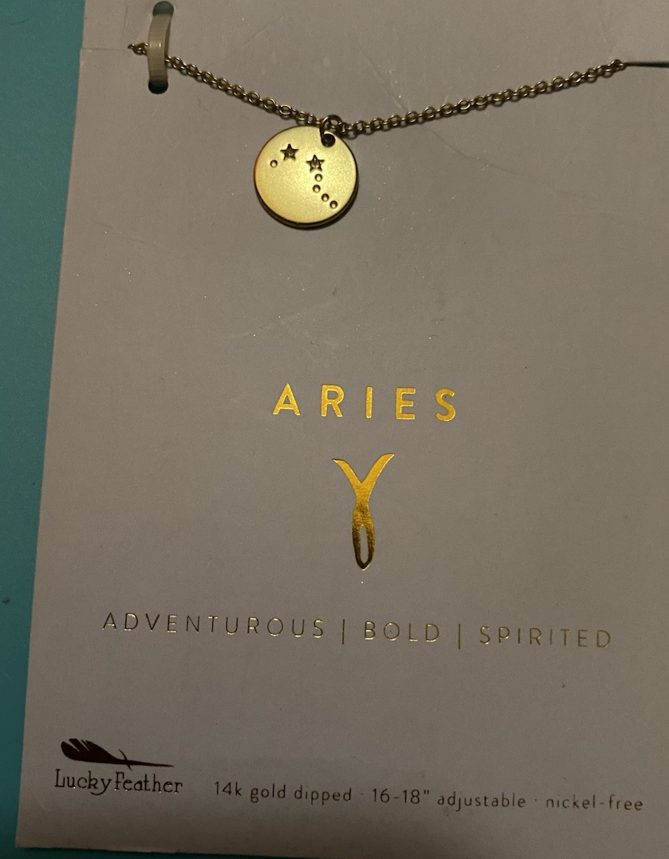 Lucky Feather~♈️Aries Zodiac Necklace~14k Gold Dipped Adjustable~Nickel-Free