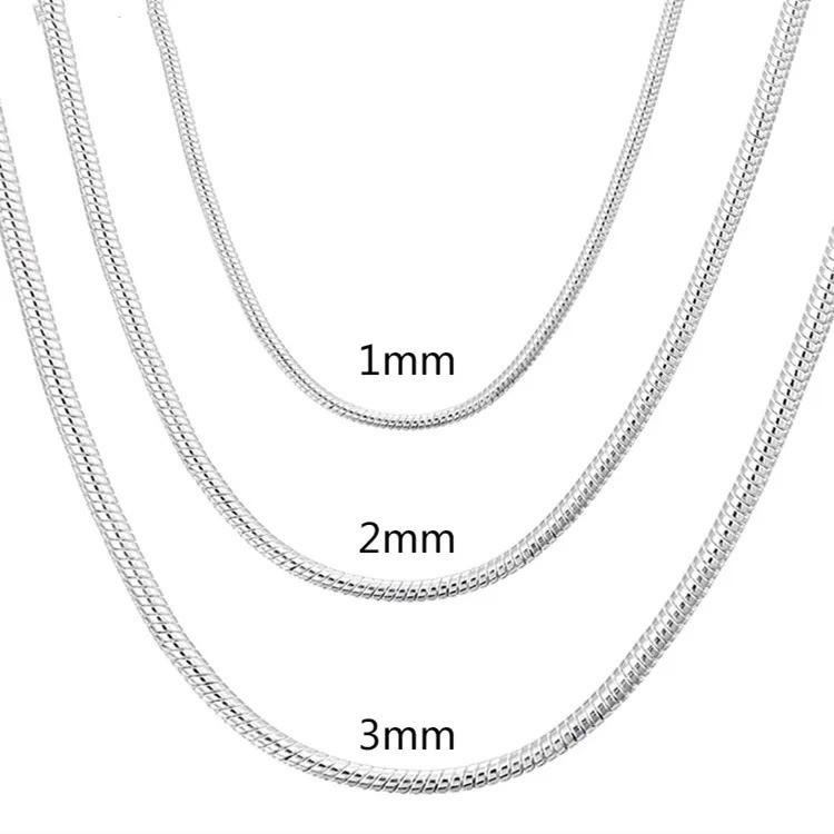 Men&Women’s 925 Sterling Silver Tarnish-Free Italian Snake Chain Necklace 16-24″