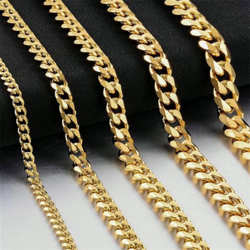 16-36″ Silver Chain 3/5/7/9/11mm Mens Womens Necklace Cuban Curb Stainless Steel