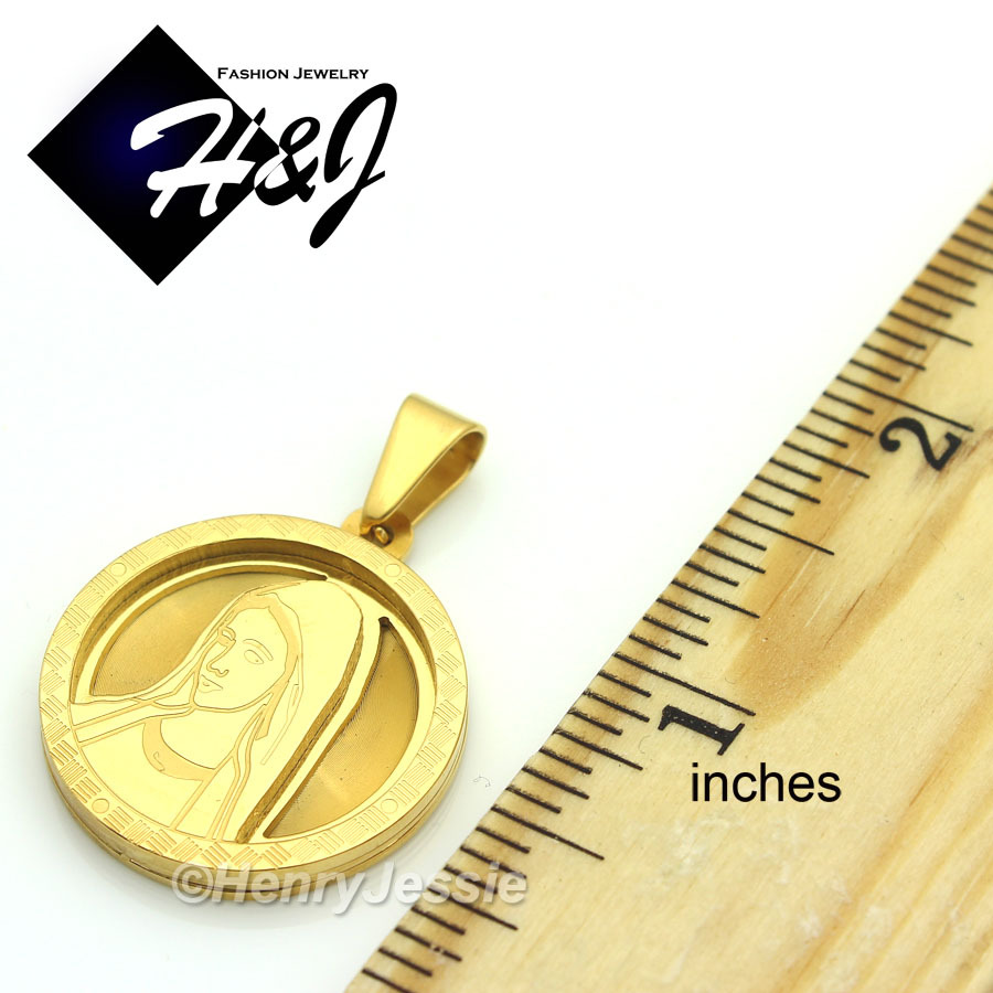 24″MEN Stainless Steel 2mm Gold Plated Box Link Chain VIRGIN MARY Pendant*GP54