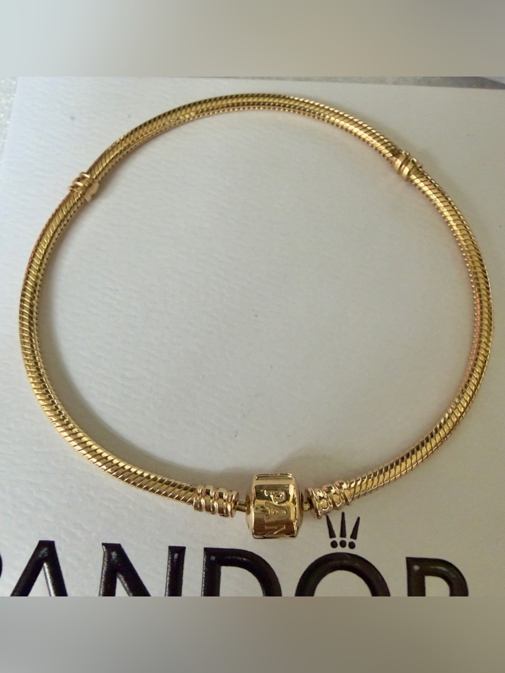 ❗️NEW❗️100% Authentic PANDORA Moments Snake Bracelet 14k Yellow Gold 9.1 Inches