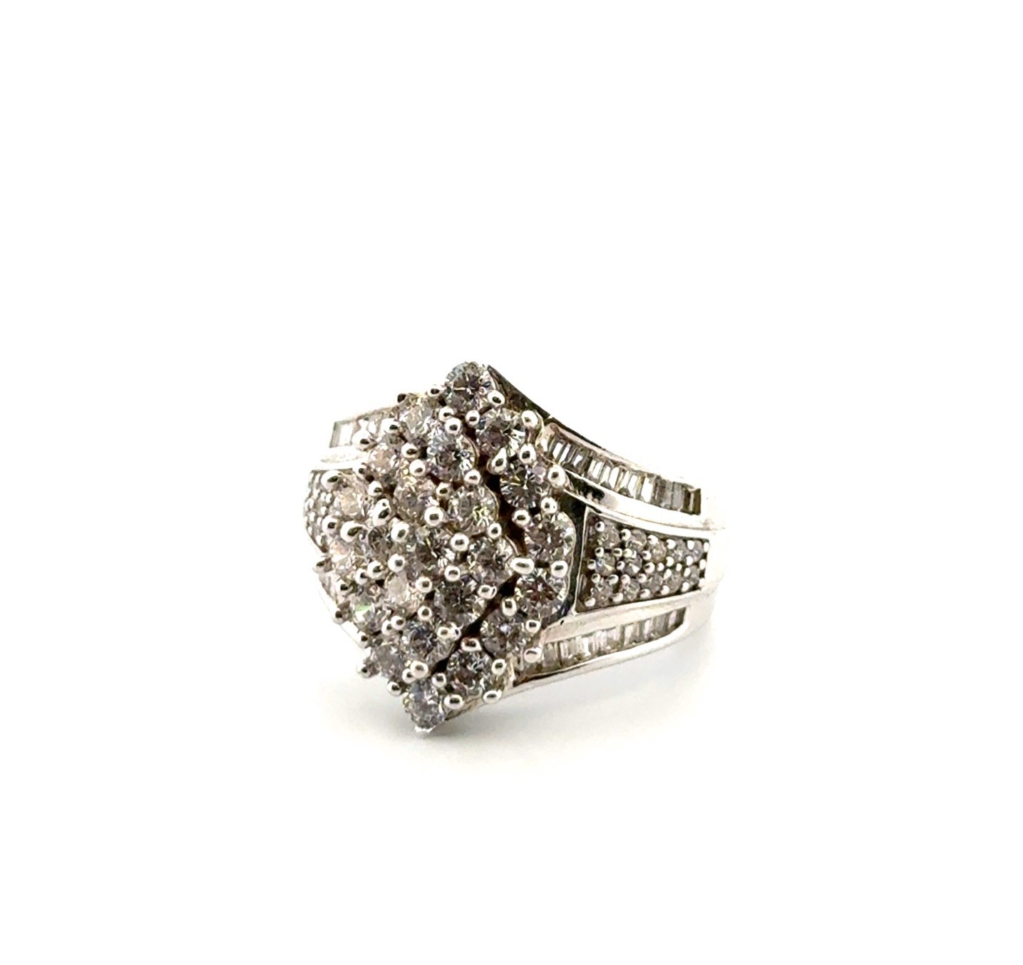 Size: 7.5 SJ 925 Sterling Silver Cubic Zirconia Cluster Statement Ring 9.1g