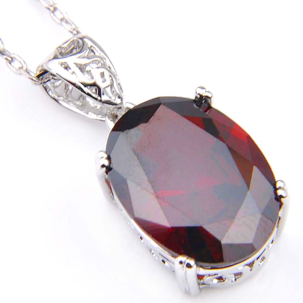 Natural Oval Red Garnet Silver Necklaces Pendants Drop Earrings Jewelry Sets