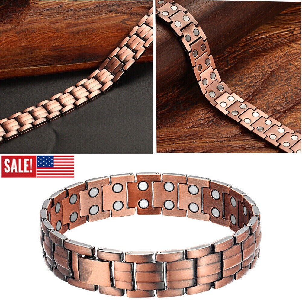 1/2x Men’s Bracelet Magnetic Therapy Arthritis Pain Relief Pure Copper Bangle US