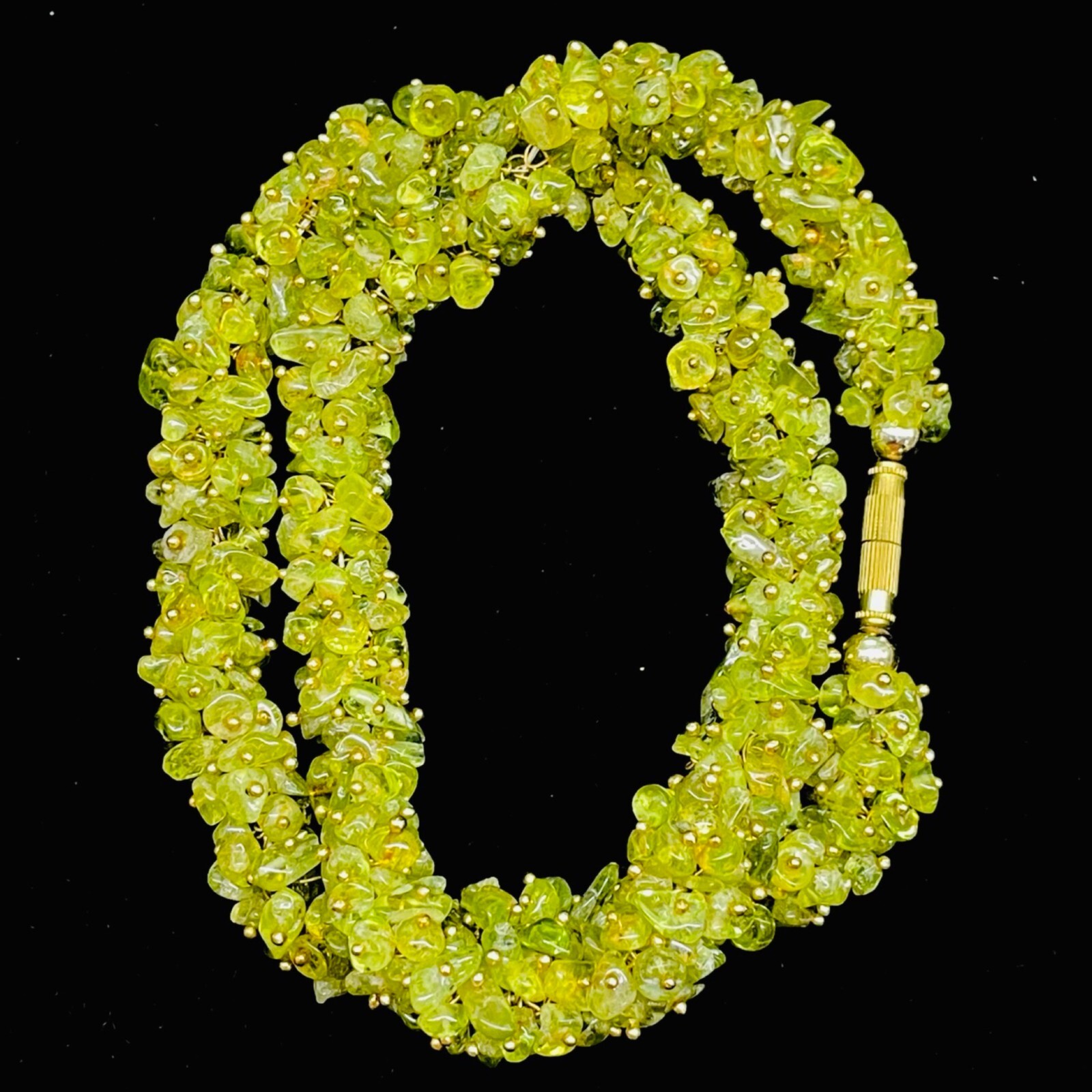 18″ Single Strand Natural Peridot Necklace Sparkling Untreated Rough Chips Beads