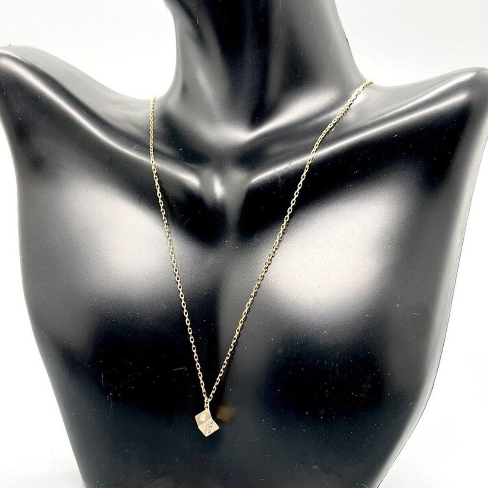 Swarovski Crystal Jewelry Pendant DICE Gold Tone Plated with Gift Box