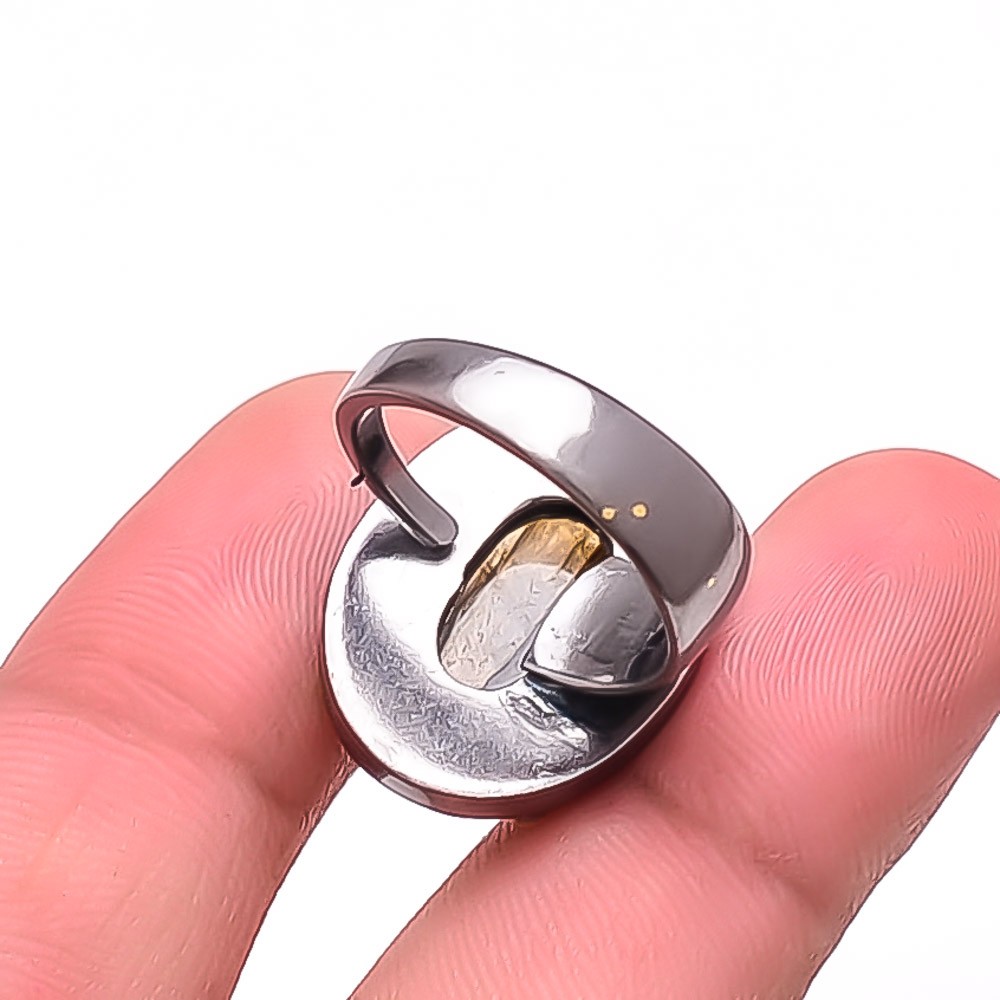 Labradorite – Madagascar Two Tone Designer 925 Sterling Silver Ring S.9 R17