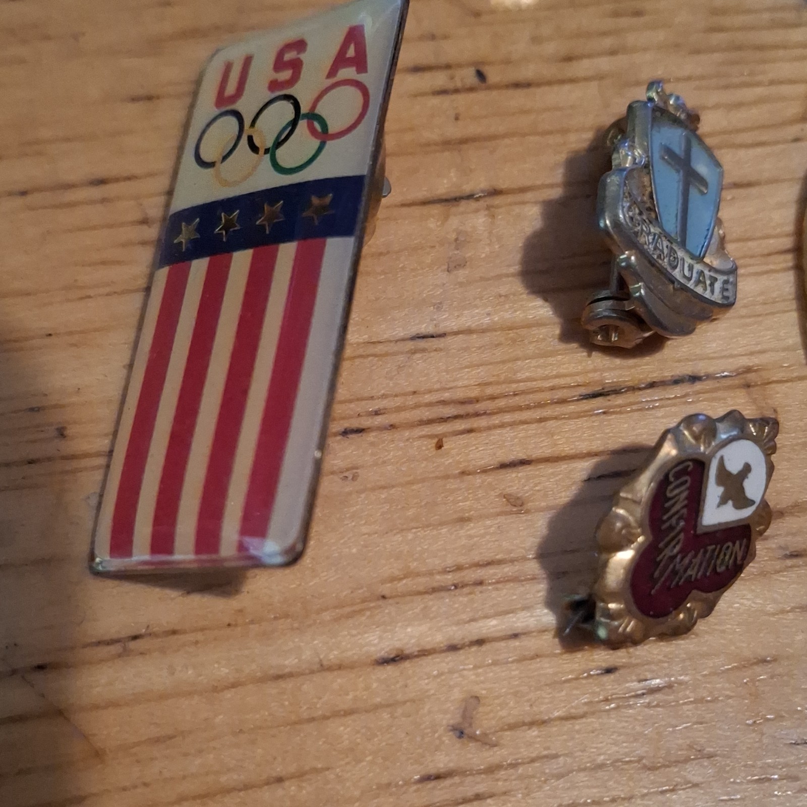USA Olympics Lapel Pin Lot of 11 w/ USA Flag Pin and Assorted Religious Pins