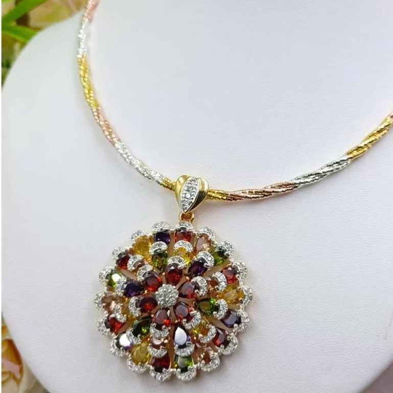 22K 23K 24K Thai Yellow Gold Plated Necklace Pendant Women Girl Jewelry 16 in