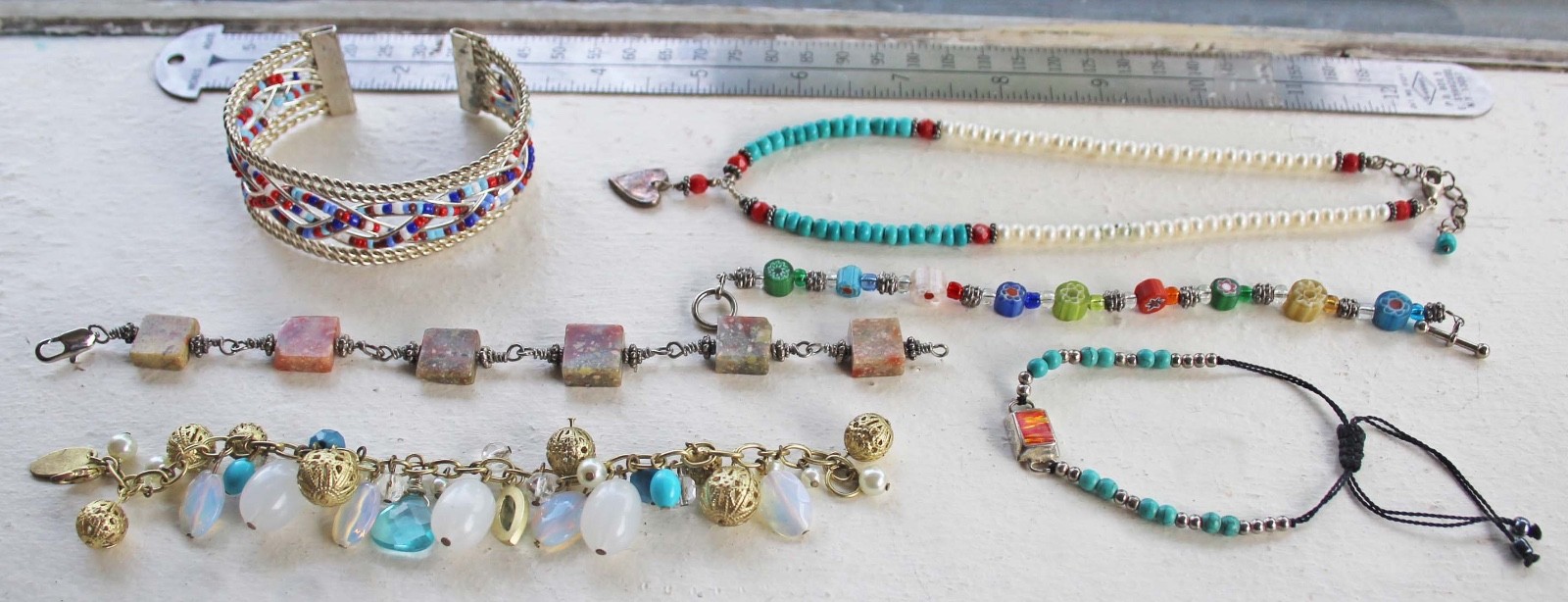 Lot 5 Mixed Stone Bracelets 1 Southwest Style Necklace