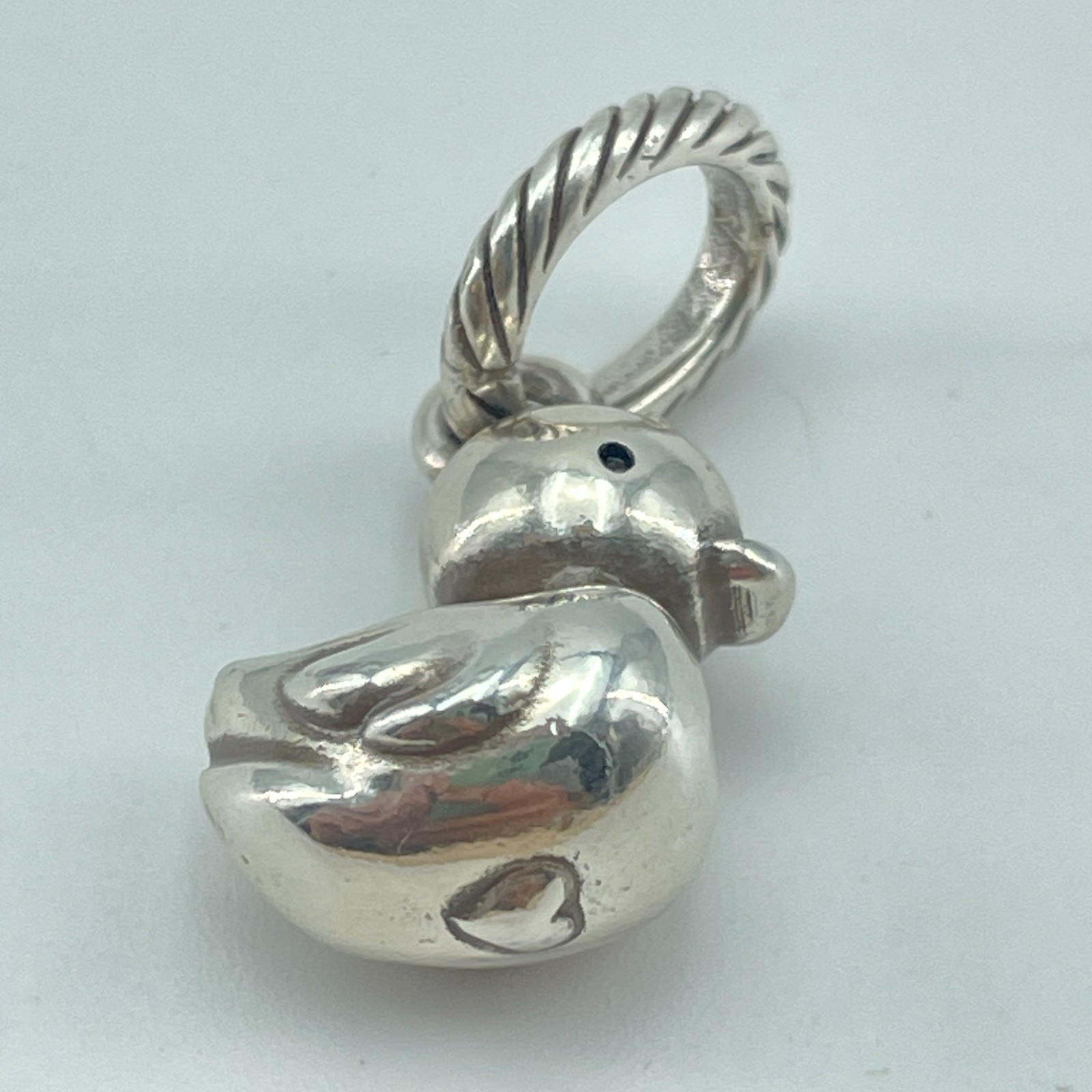 BRIGHTON Duck Bird Dangle Charm Pendant Silver Plated Cute Chick Jewelry 1in NEW