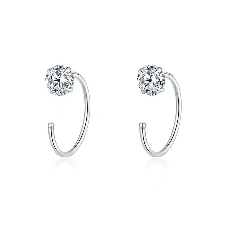Hypoallergenic Women Girl 2Pcs Sterling Silver Huggie Hoop Stud Earrings PE16
