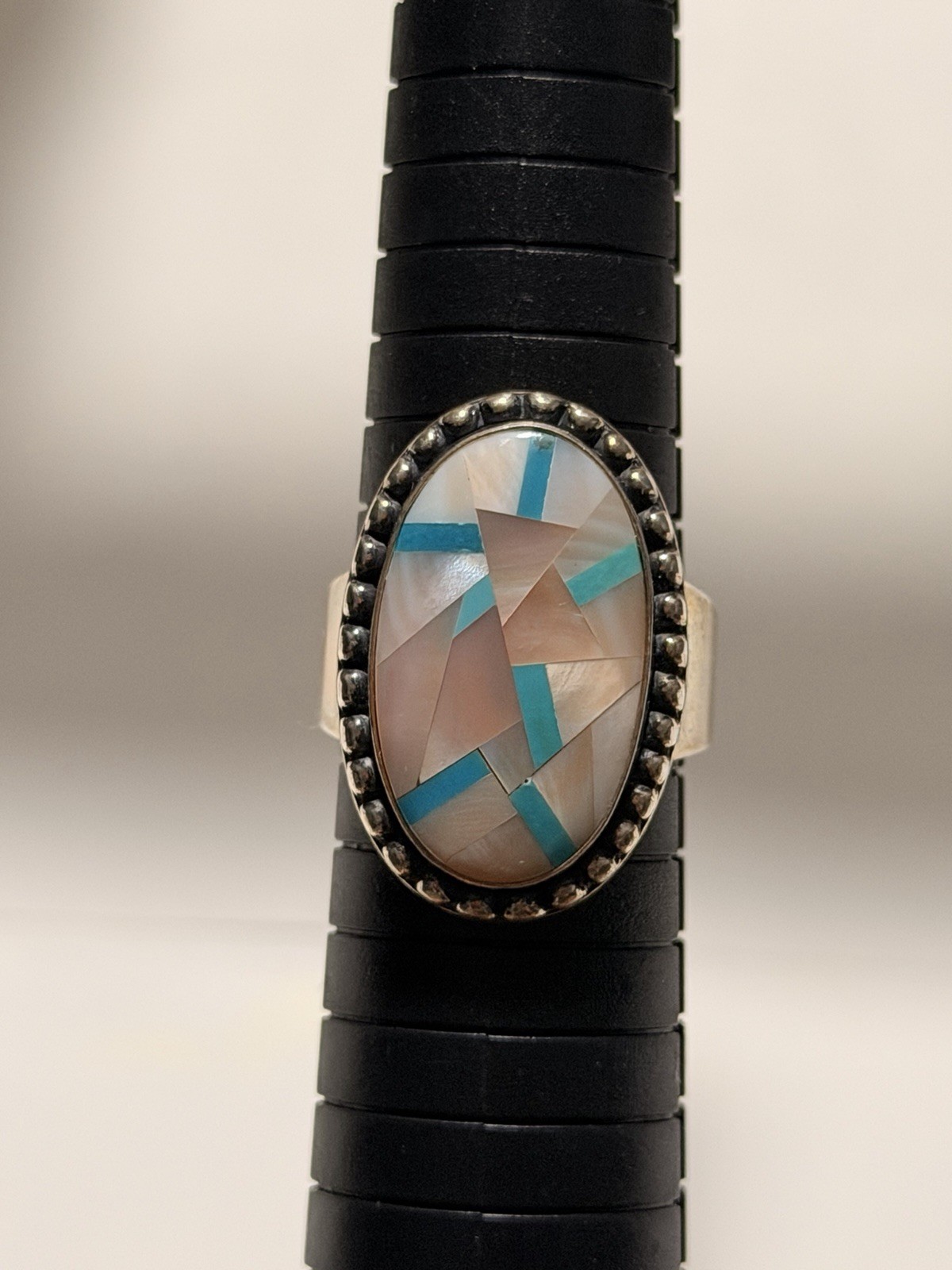 Sincerely Southwest 925 Sterling Silver Oval Mother of Pearl Bezel Ring 10 NEW