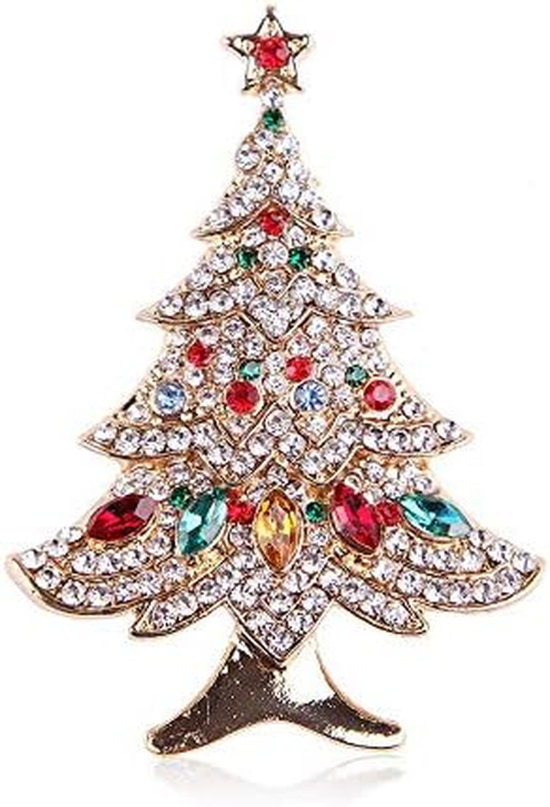 5 Pcs Vintage Crystal Christmas Tree Brooch Pin Jewelry Gift Accessories Woman