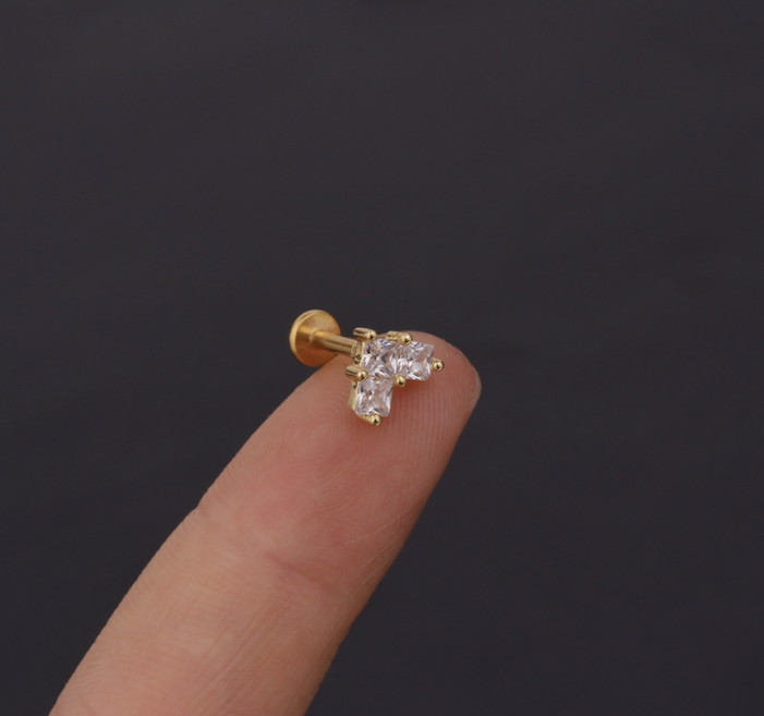 Internal Threaded Flat Labret Back Cartilage Helix Lobe Tragus Conch Earring UK