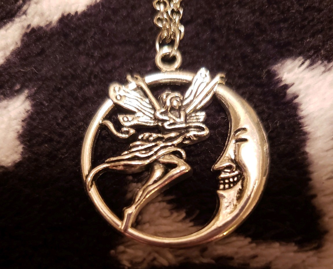 fairy with moon pendant necklace fashion jewelry brand new very cute